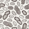 Vector peanut shells and seeds seamless pattern