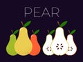Vector of Pear and sliced half of Pear on dark background