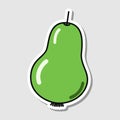 Vector pear sticker in cartoon style. Isolated fruit