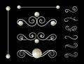 Vector Pearl Jewelry Dividers, Decorations Set, Elegant Gemstones.