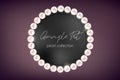 Vector pearl necklace on dark background. Shiny oyster pearls for luxury accessories. Chains of pearls forming a round ornament