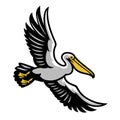 Pelican bird flying mascot