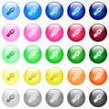 Vector pen icons in color glossy buttons Royalty Free Stock Photo