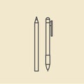 Vector of pen icons and pencil Royalty Free Stock Photo