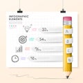 Vector pencil bar chart infographic elements