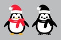 Vector penguin bird kid icon with santa cap