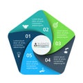 Vector pentagon element for infographic. Business concept with 5