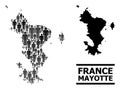 Vector People Collage Map of Mayotte Islands and Solid Map Royalty Free Stock Photo