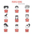 Vector People icons set in linear style. Modern people icons avatars. Hipster people icons. Can be used for banners and