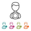 Vector People with Lifebuoy icons in thin line Style and flat Design.