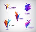 Vector people logo set, human, family, social group icons