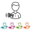 Vector People with Megaphone icons in thin line Style and flat Design.