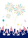 Vector : People with party hat celebrate at party with firework,Happy New year party