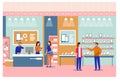 Vector of people shopping in a smart phone store