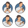 Vector people using, looking at smart phone