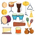 Vector percussion musical instruments flat style Royalty Free Stock Photo