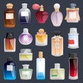 Vector perfume fashion container bottle pack template smell spray illustration perfume shop symbols elegant merchandise