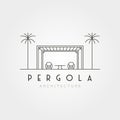 vector of pergola line art icon logo illustration design, minimalist architecture design