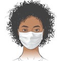 Vector person wearing disposable medical surgical face mask to protect against high air toxic pollution city