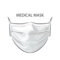 Vector person wearing disposable medical surgical face mask to protect against high air toxic pollution city