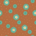 Vector peyote lophophora cactus seamless pattern Royalty Free Stock Photo