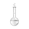 Sketch of a physics or chemical laboratory experiment and equipment. Vector pharmaceutical glass flasks, beakers and Royalty Free Stock Photo