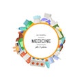 Vector pharmacy or medicines around circle