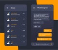 Vector phone chat interface. Message boxes in dark color. Speech bubble. UI UX interface in flat style for mobile application