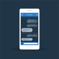 Vector phone chat interface. Sms messages. Speech bubbles. Short message service bubbles