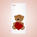 Vector phone icon with hearts Royalty Free Stock Photo