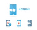 Vector of phone and like logo combination. Mobile and best symbol or icon. Unique social and device logotype design