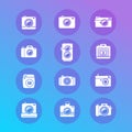 Vector photo camera retro and new icon set