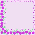 Vector photo frame of pink flowers abstract pattern