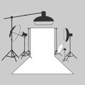 Vector photographer studio lighting equipment Royalty Free Stock Photo