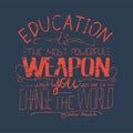 Vector phrase - Education is the most powerful weapon which you can use to change the world.