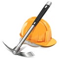 Vector Pickaxe with Helmet Royalty Free Stock Photo