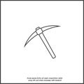 Vector pickaxe icon on white isolated background. Layers grouped for easy editing illustration.