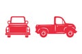 Vector pickup truck silhouette Red pickup trucks for carrying goods on the farm