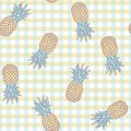 Vector Picnic Pineapples on Plaid seamless pattern design