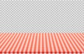 Vector picnic table with red checkered pattern of linen tablecloth isolated on transparent background