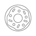 Vector illustration of cute black and white doughnut isolated on white background