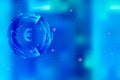 Vector picture with blurred background on for illustration of movement in digital business with binary code and Euro symbol in bri Royalty Free Stock Photo