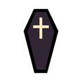 Vector illustration of cartoon coffin on white background.