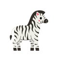 Vector picture of cartoon hand drawn zebra isolated on white background Royalty Free Stock Photo