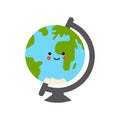 Vector illustration of cute globe on white background.