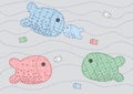 Vector picture with fishs Royalty Free Stock Photo