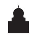 Vector picture of a silhouette of a mosque with a large dome and a crescent, a flat icon