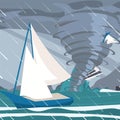 Vector picture the storm caught yachts the ocean Royalty Free Stock Photo