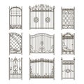 Vector pictures of iron doors or gates with swirls, borders and other decorative elements