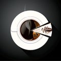 Vector of Pie chart of Coffee cup and Cake slices Royalty Free Stock Photo